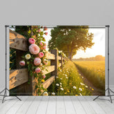 Aperturee - Aperturee Glow Floral Plant Fence Summer Field Photo Backdrop